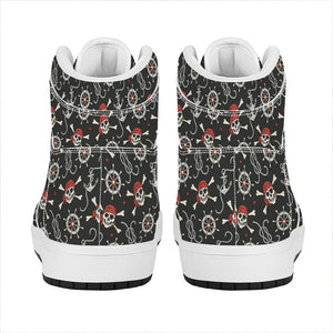 Pirate Theme Pattern Print High Top Leather Sneakers