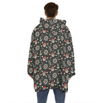 Pirate Theme Pattern Print Hoodie Blanket