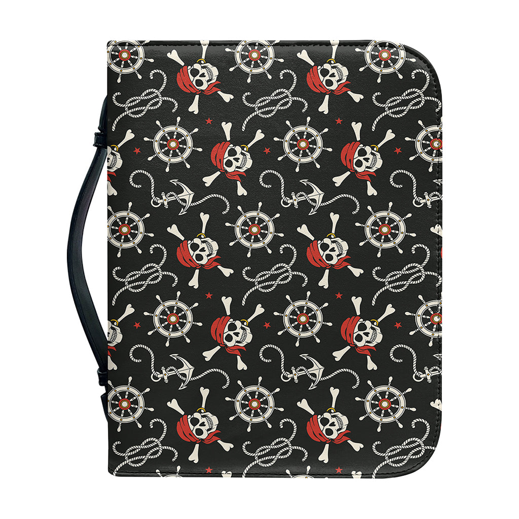 Pirate Theme Pattern Print Leather Bible Cover