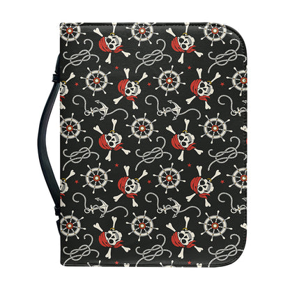 Pirate Theme Pattern Print Leather Bible Cover