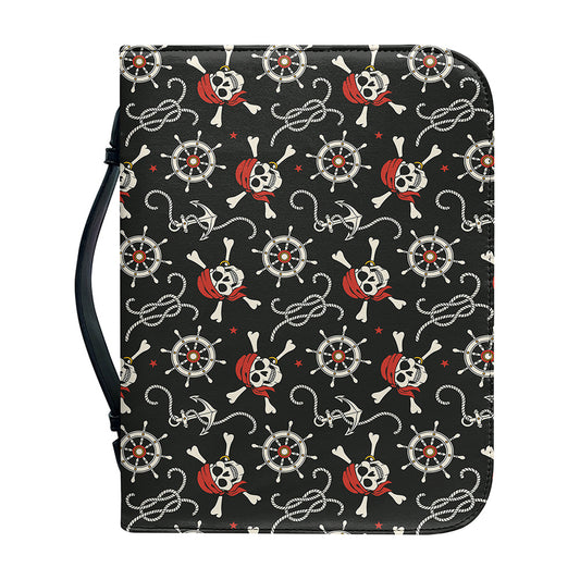 Pirate Theme Pattern Print Leather Bible Cover