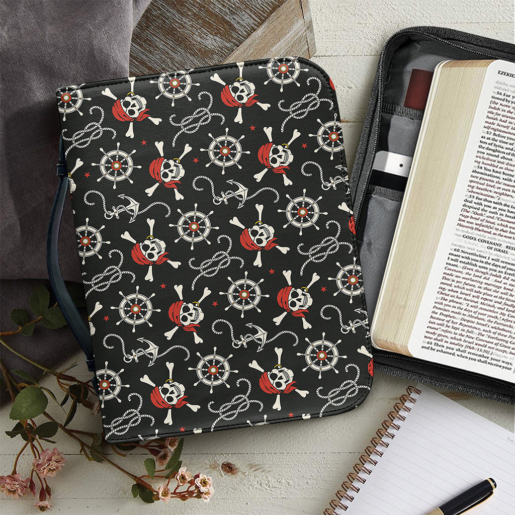 Pirate Theme Pattern Print Leather Bible Cover