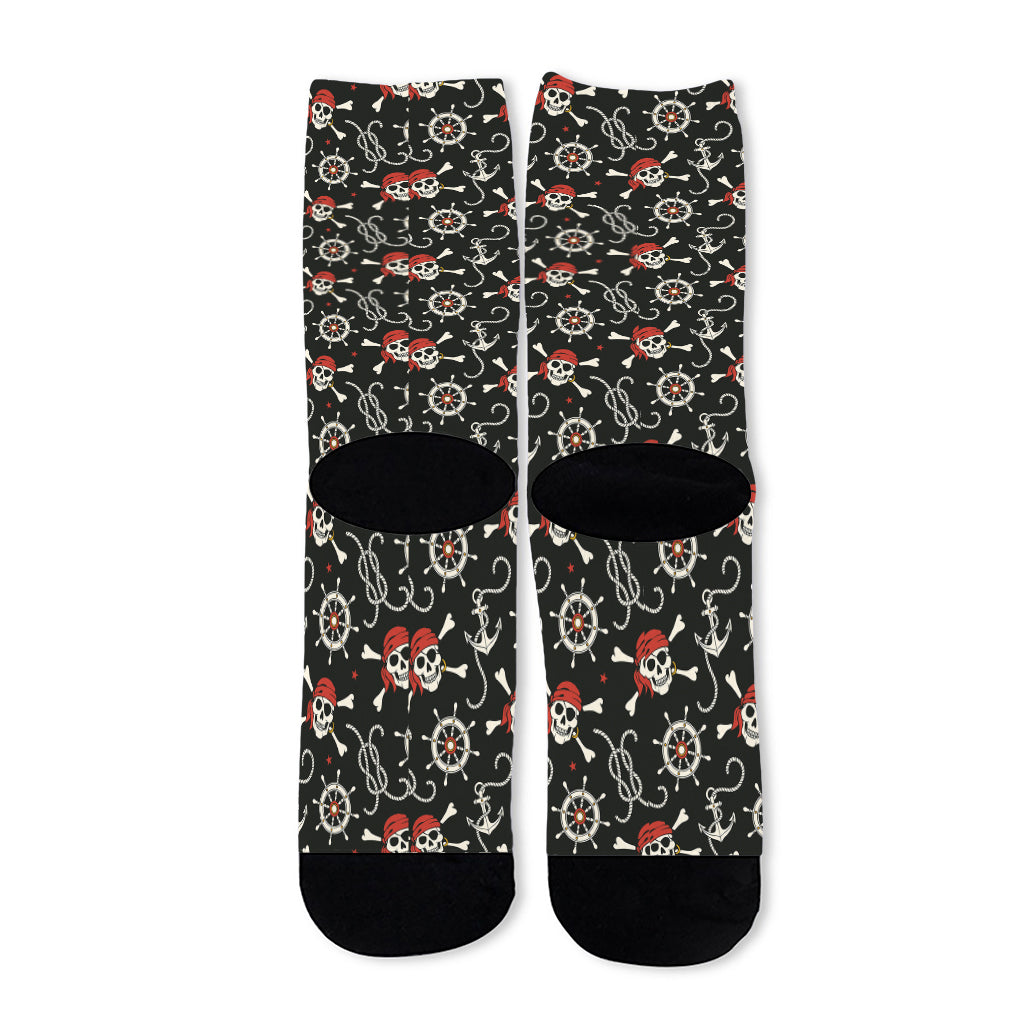 Pirate Theme Pattern Print Long Socks