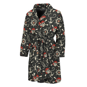 Pirate Theme Pattern Print Men's Bathrobe