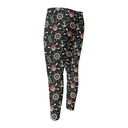Pirate Theme Pattern Print Men's Compression Pants