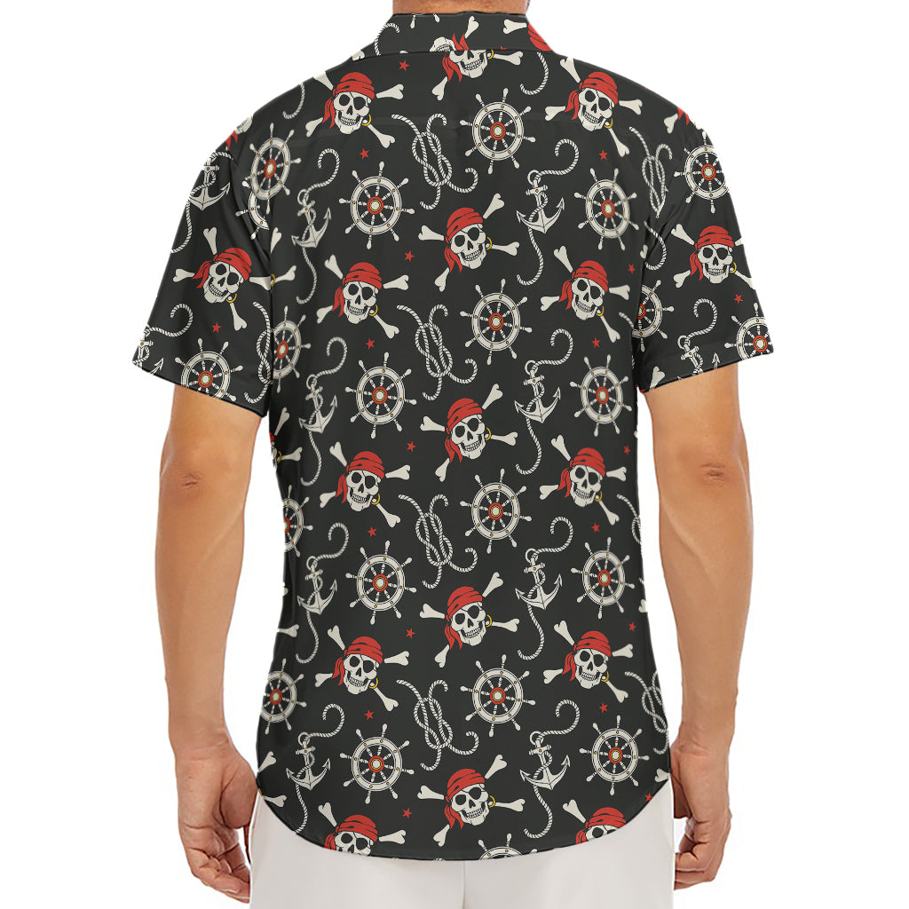 Pirate Theme Pattern Print Men's Deep V-Neck Shirt