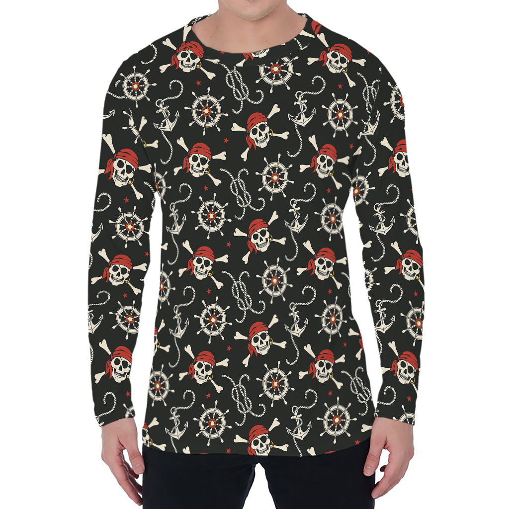 Pirate Theme Pattern Print Men's Long Sleeve T-Shirt