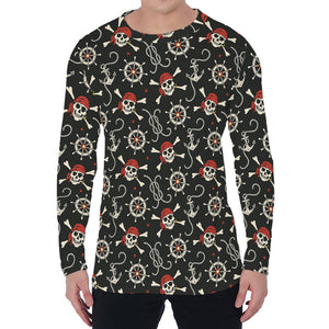 Pirate Theme Pattern Print Men's Long Sleeve T-Shirt