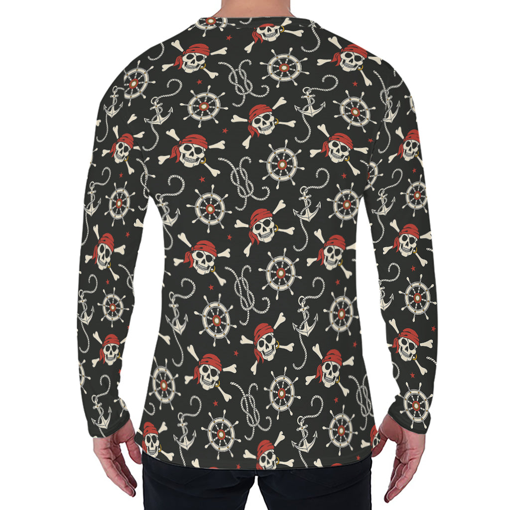 Pirate Theme Pattern Print Men's Long Sleeve T-Shirt