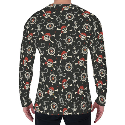 Pirate Theme Pattern Print Men's Long Sleeve T-Shirt