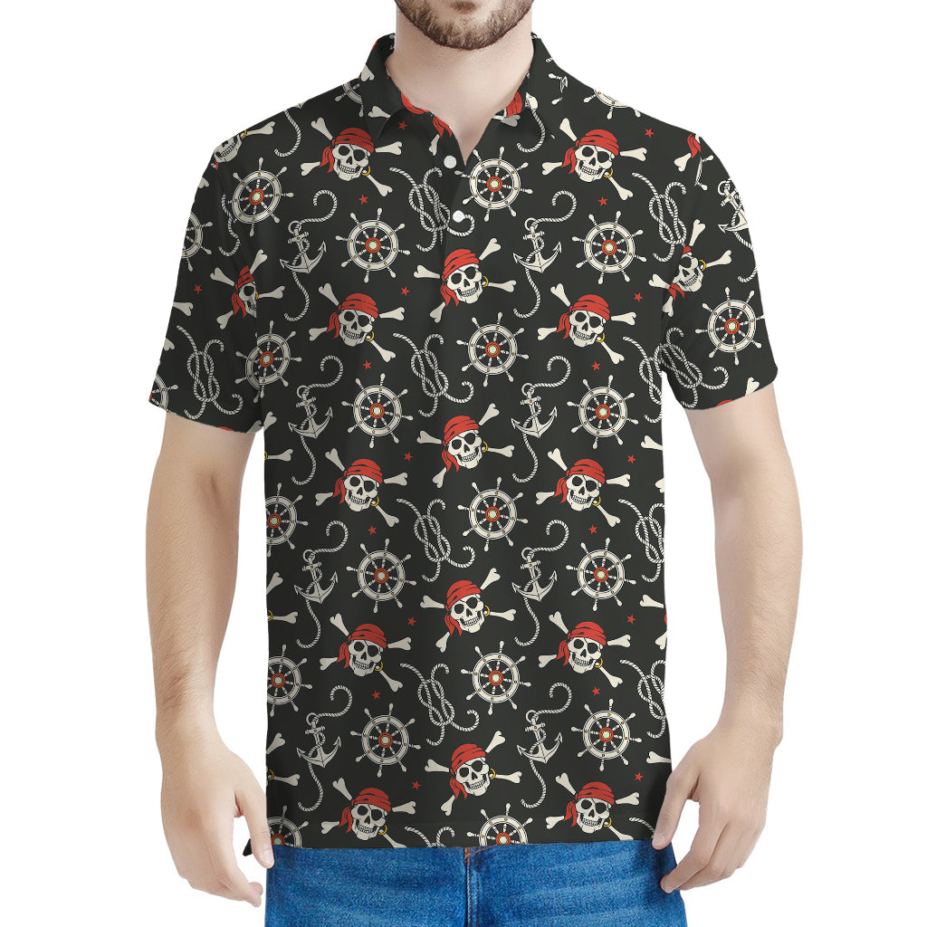 Pirate Theme Pattern Print Men's Polo Shirt