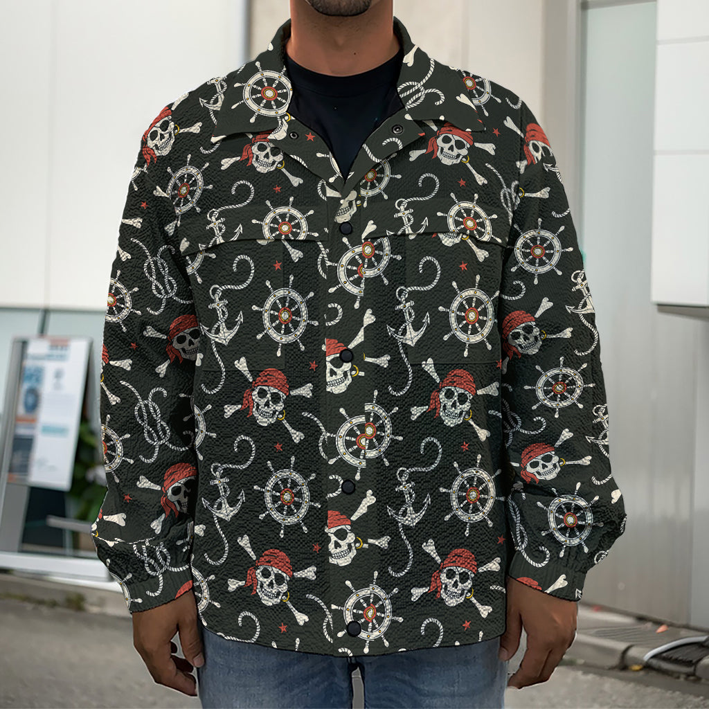 Pirate Theme Pattern Print Men's Shirt Jacket