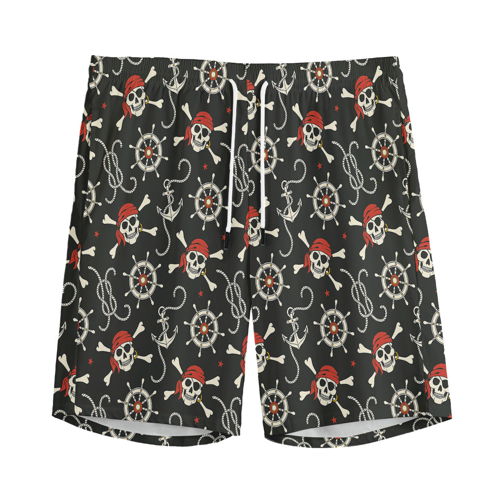 Pirate Theme Pattern Print Men's Sports Shorts