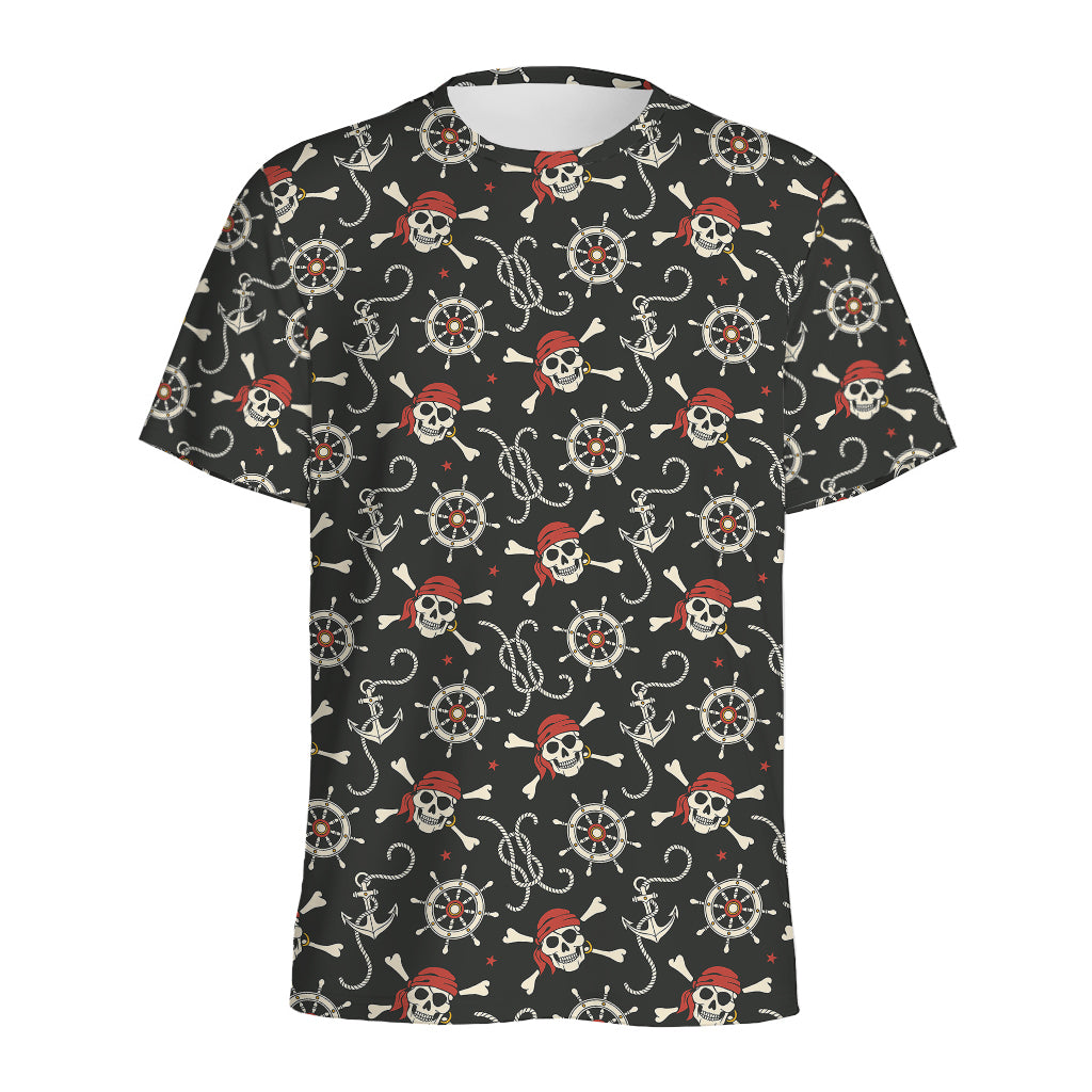 Pirate Theme Pattern Print Men's Sports T-Shirt