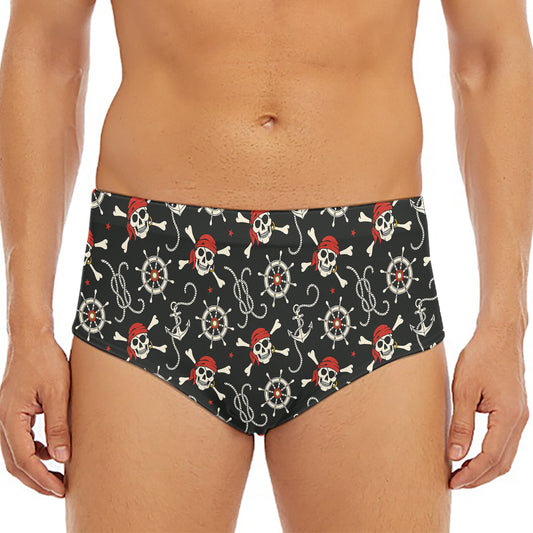 Pirate Theme Pattern Print Men's Triangle Swim Briefs