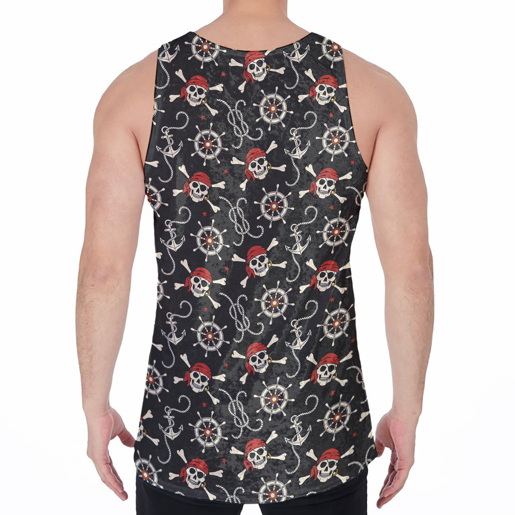 Pirate Theme Pattern Print Men's Velvet Tank Top