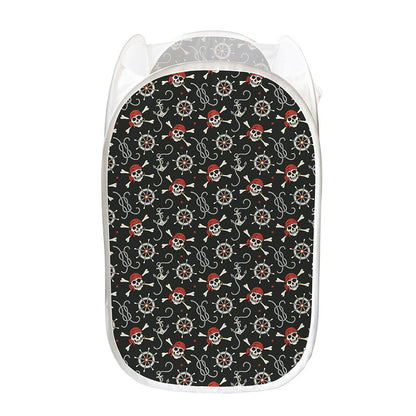 Pirate Theme Pattern Print Mesh Laundry Hamper