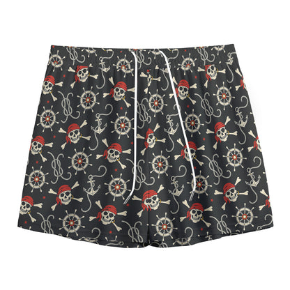Pirate Theme Pattern Print Mesh Shorts
