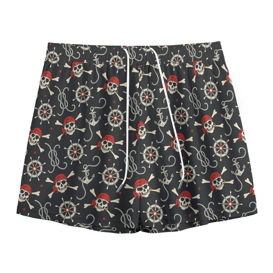 Pirate Theme Pattern Print Mesh Shorts