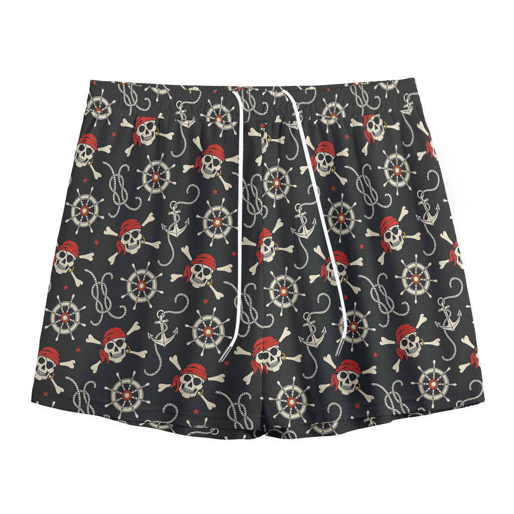 Pirate Theme Pattern Print Mesh Shorts