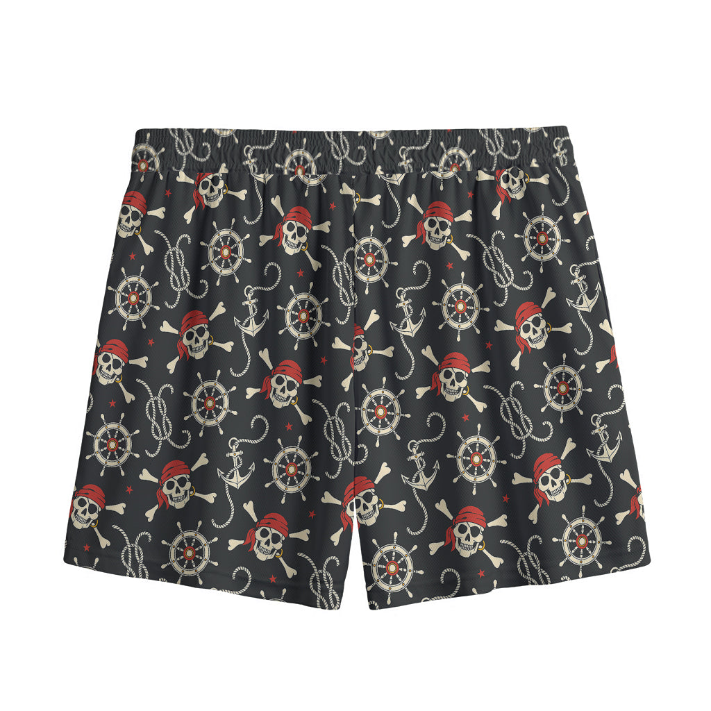 Pirate Theme Pattern Print Mesh Shorts