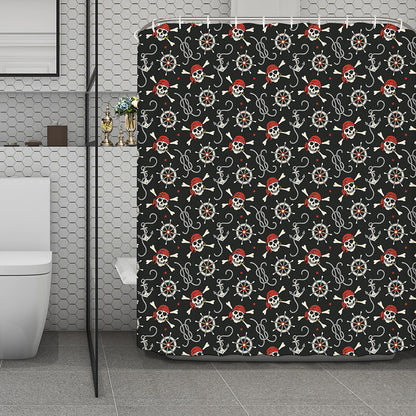 Pirate Theme Pattern Print Polyester Shower Curtain