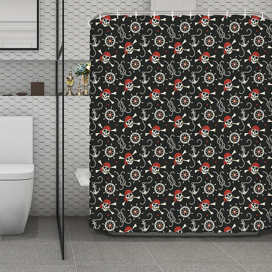 Pirate Theme Pattern Print Polyester Shower Curtain