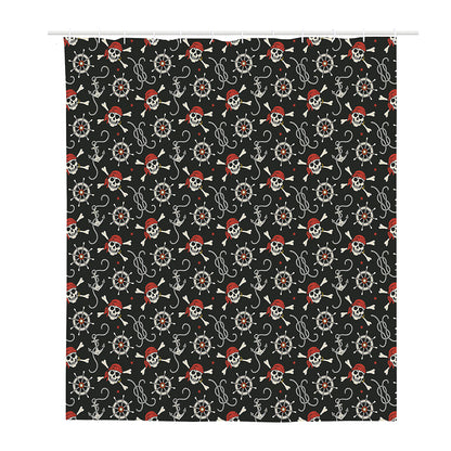Pirate Theme Pattern Print Polyester Shower Curtain