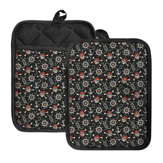 Pirate Theme Pattern Print Pot Holders With Pocket