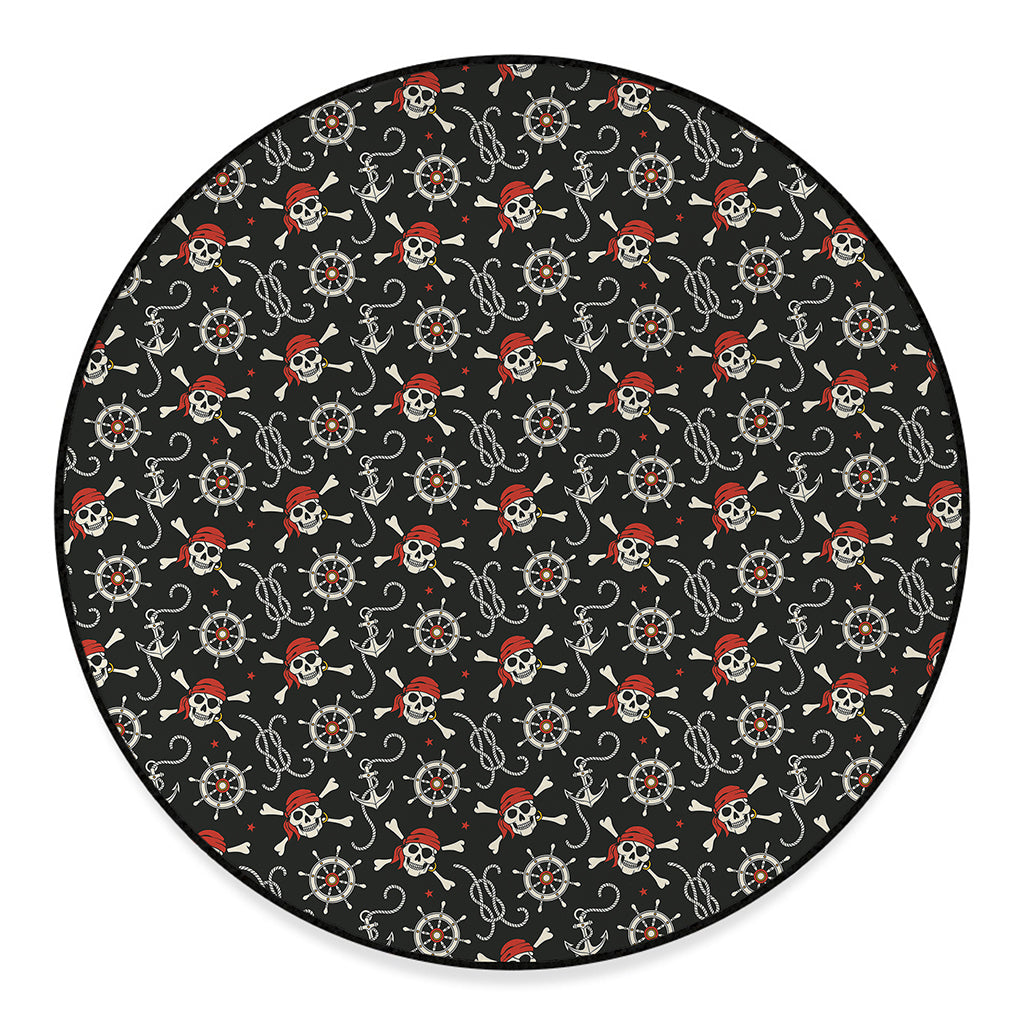 Pirate Theme Pattern Print Round Floor Mat