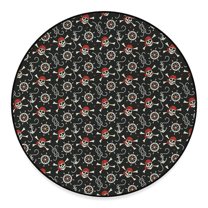 Pirate Theme Pattern Print Round Floor Mat