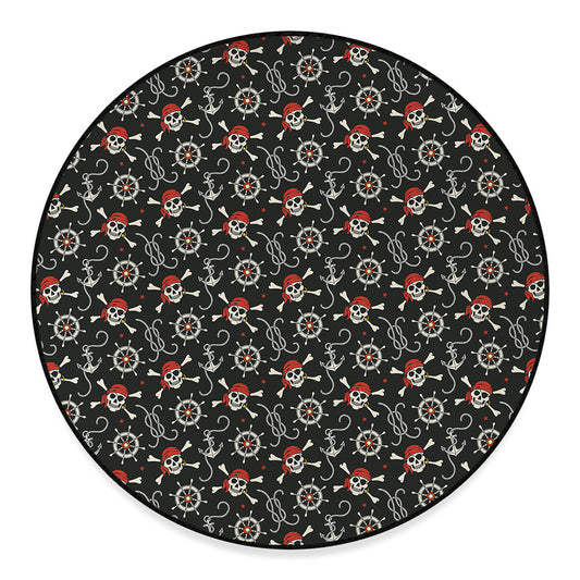 Pirate Theme Pattern Print Round Floor Mat