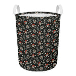 Pirate Theme Pattern Print Round Laundry Basket