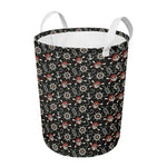 Pirate Theme Pattern Print Round Laundry Basket
