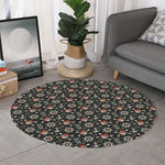 Pirate Theme Pattern Print Round Rug