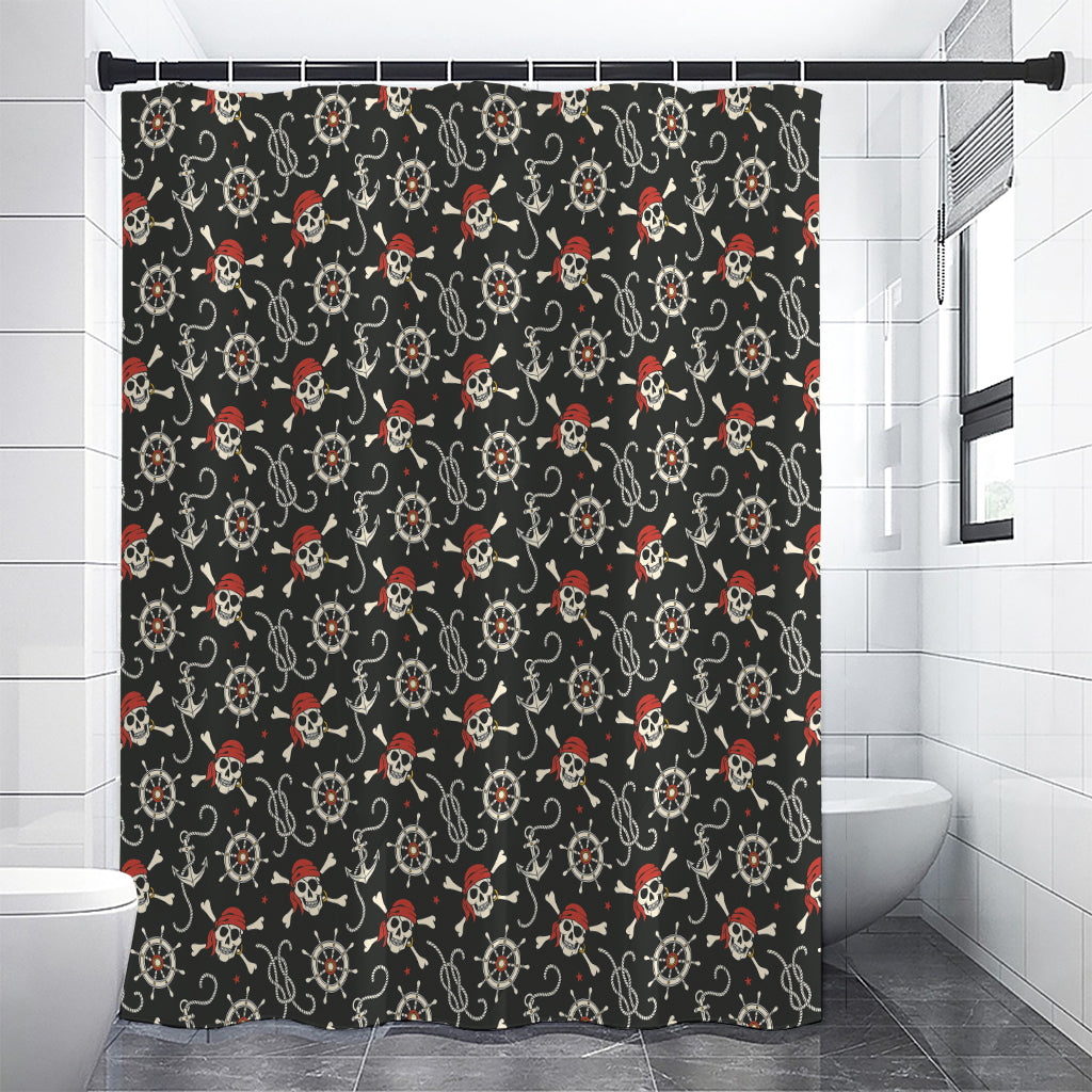 Pirate Theme Pattern Print Shower Curtain