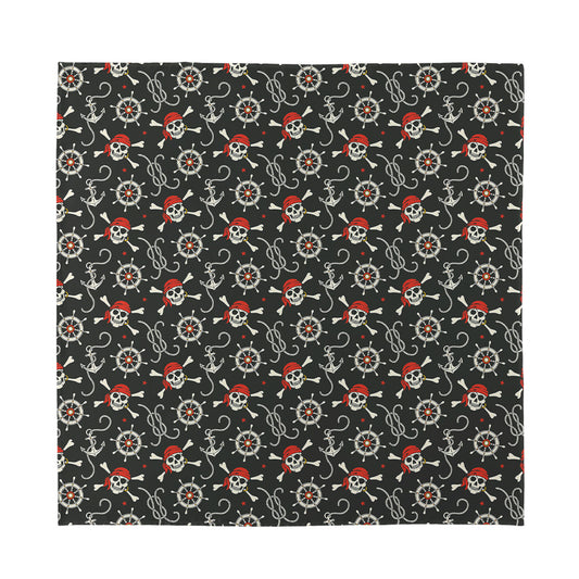 Pirate Theme Pattern Print Silk Bandana
