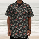 Pirate Theme Pattern Print Textured Short Sleeve Shirt