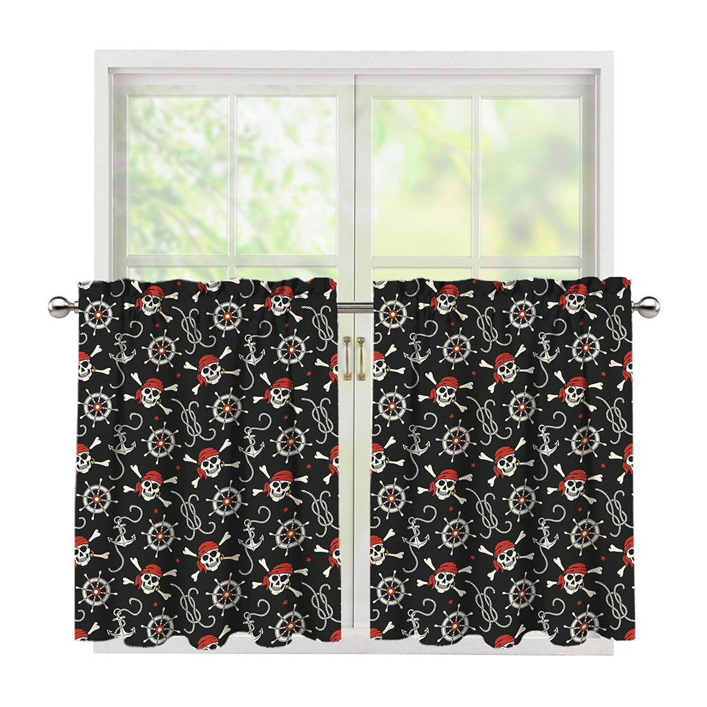 Pirate Theme Pattern Print Tier Curtains