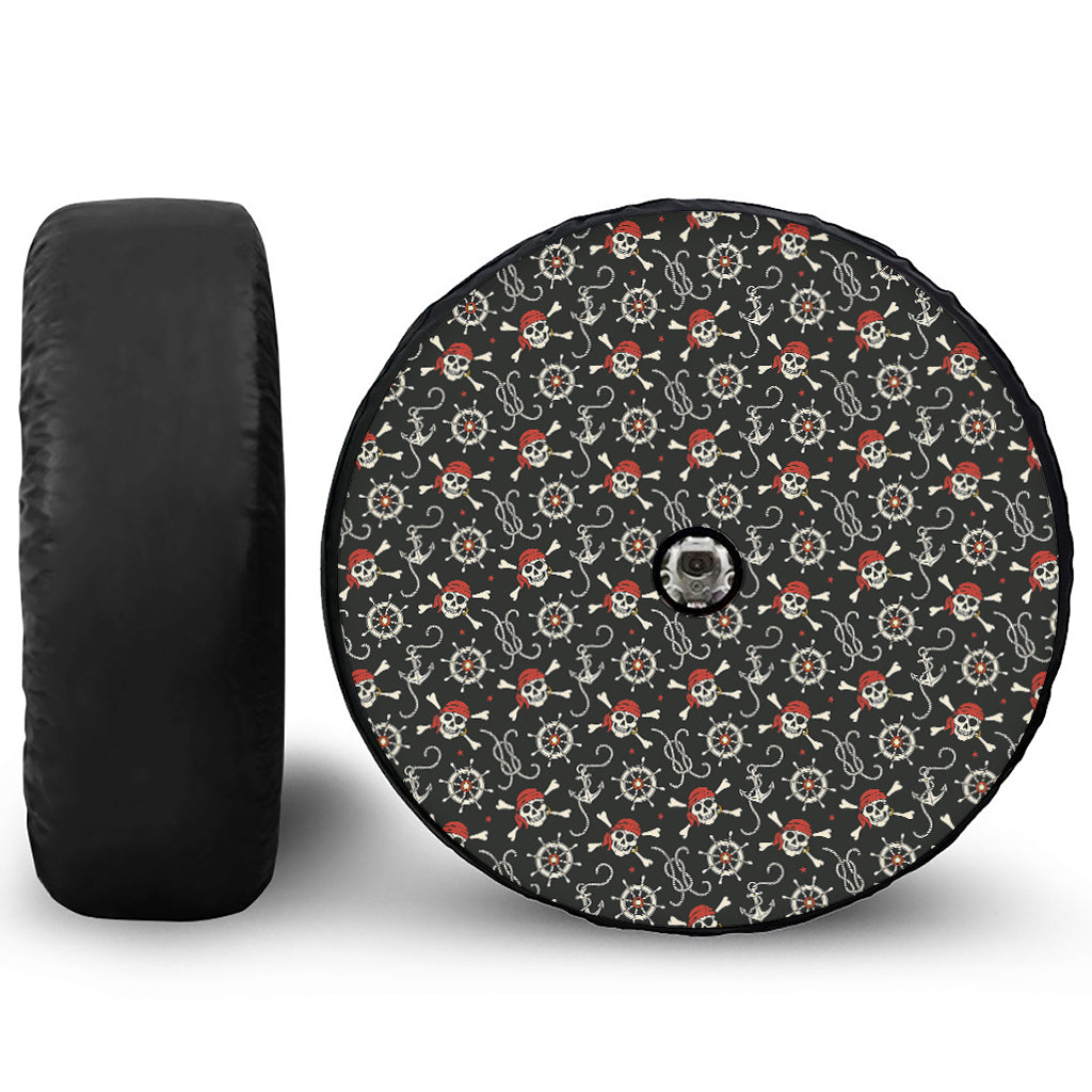 Pirate Theme Pattern Print Tire Cover With Camera Hole