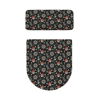Pirate Theme Pattern Print Toilet Lid And Tank Cover Set