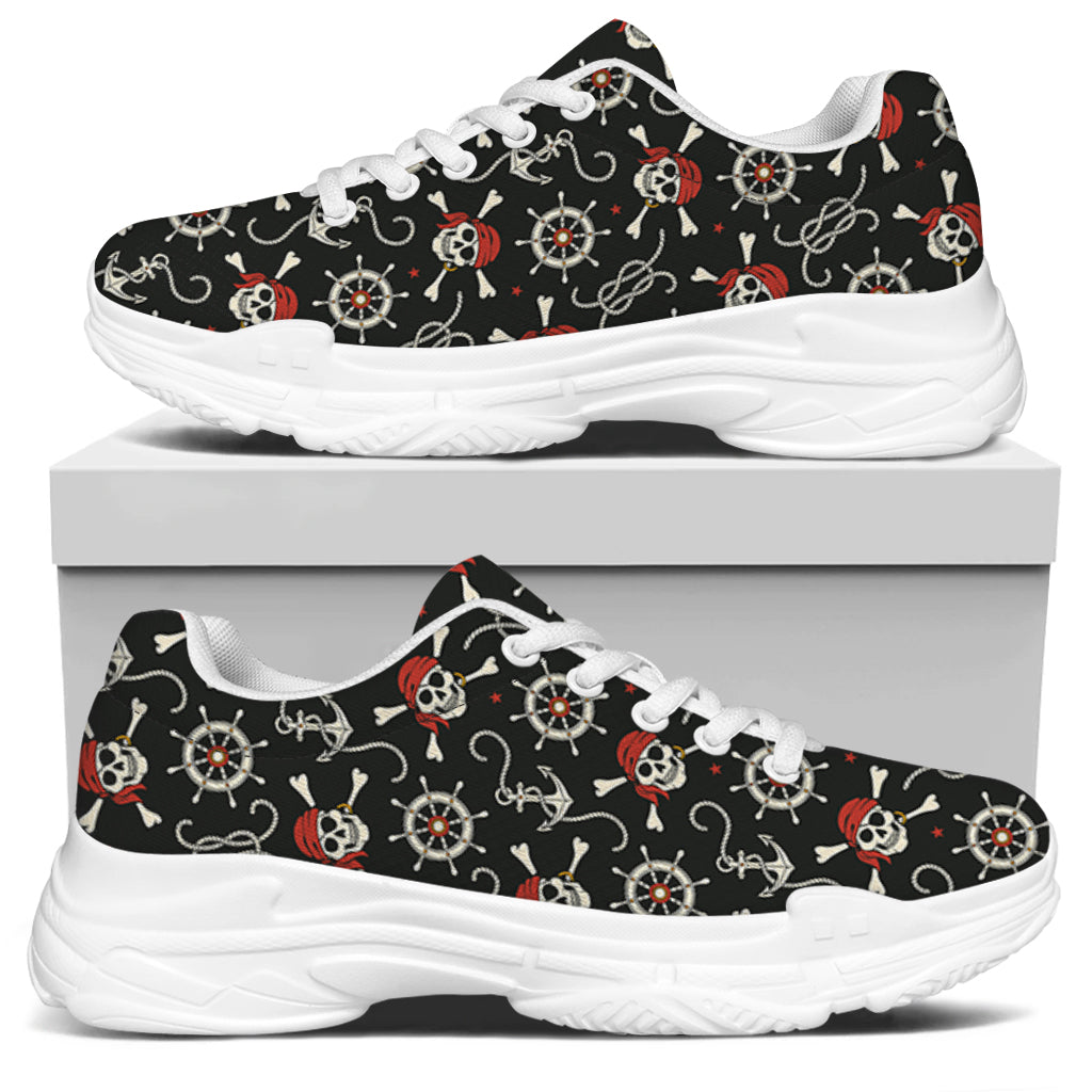 Pirate Theme Pattern Print White Chunky Shoes