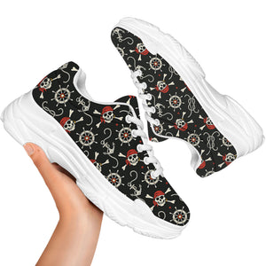 Pirate Theme Pattern Print White Chunky Shoes