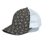 Pirate Theme Pattern Print White Mesh Trucker Cap