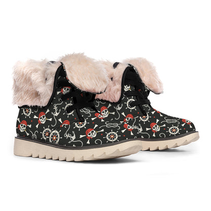 Pirate Theme Pattern Print Winter Boots