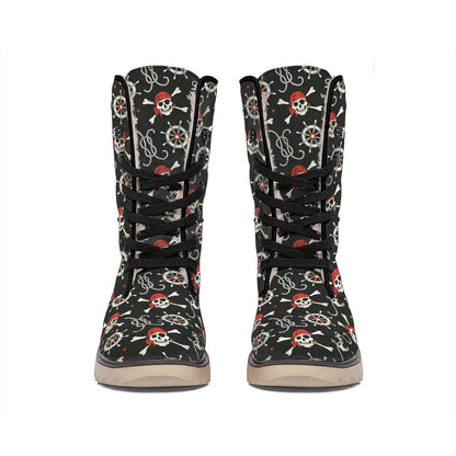 Pirate Theme Pattern Print Winter Boots
