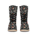 Pirate Theme Pattern Print Winter Boots