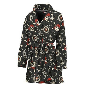 Pirate Theme Pattern Print Women's Bathrobe