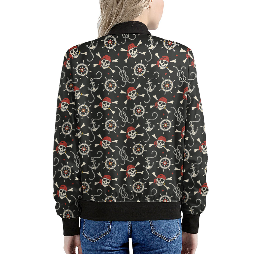 Pirate Theme Pattern Print Women's Bomber Jacket