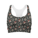 Pirate Theme Pattern Print Women's Sports Bra